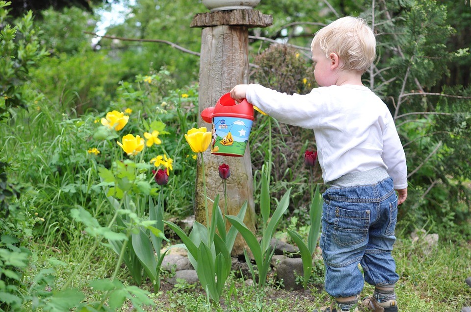 child in garden