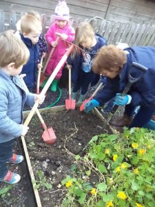 Little Dragons planting onions