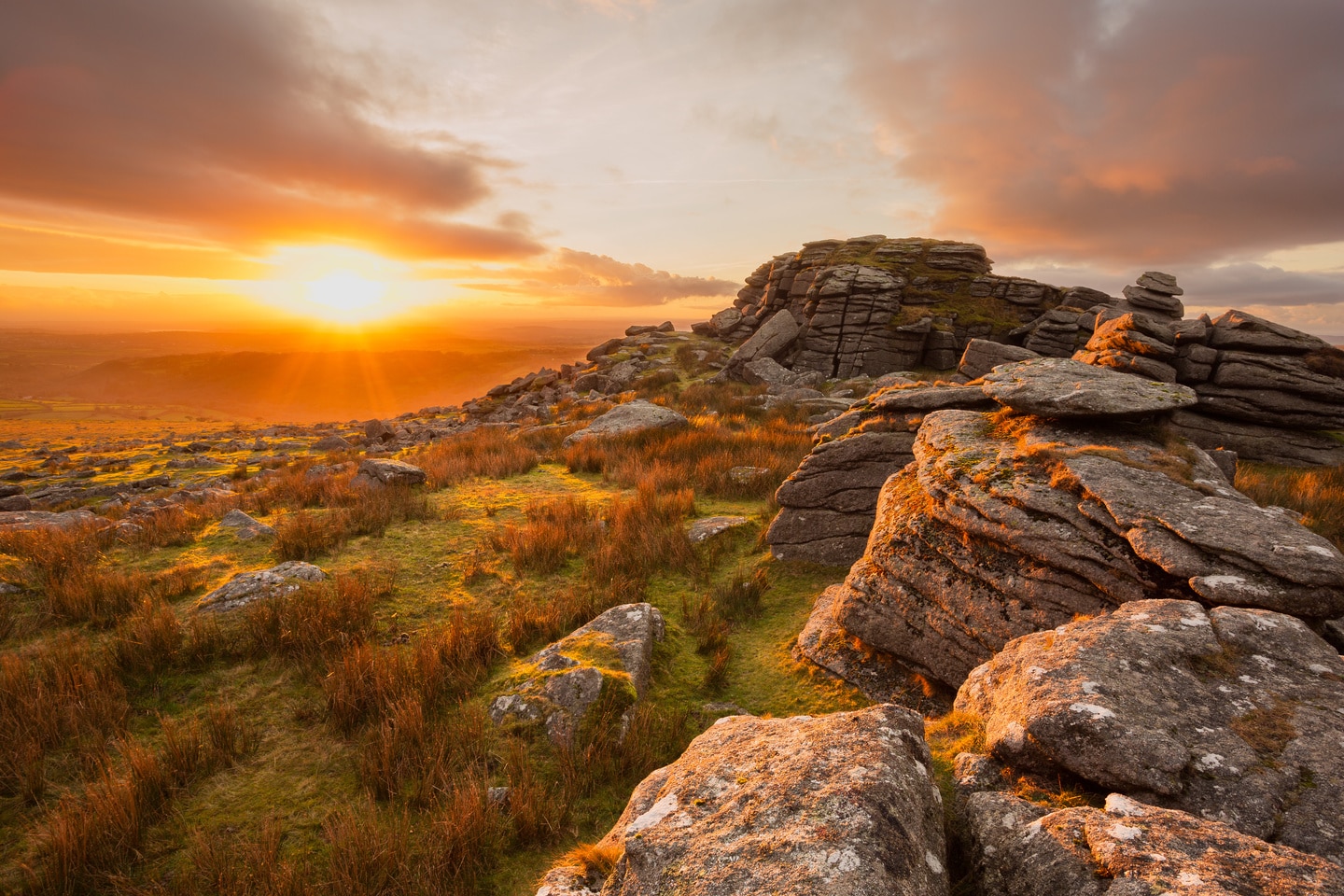 Sunset from King's tor Dartmoor Devon Uk