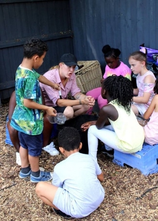 Welsh House Farm Green Grafters volunteer and children