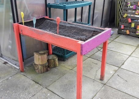 The Clare School's adaptive planting tables in their Cultivation Street garden