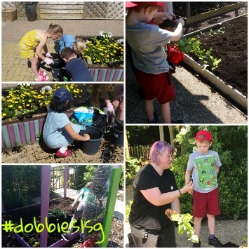 Children with Zoe Stanmore in Little Seedlings Community Garden, shortlisted in Cultivation Street's competition