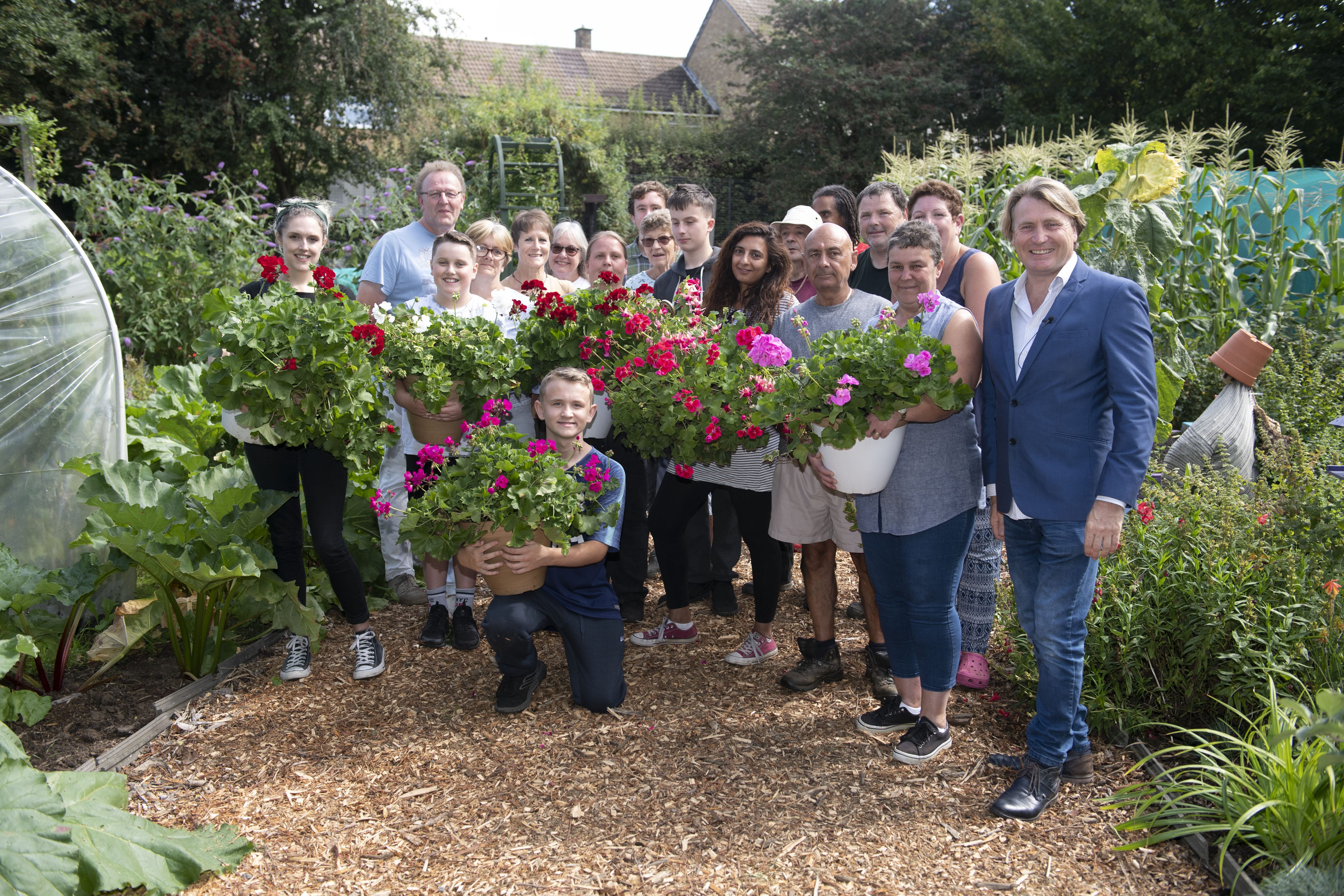 CULTIVATION STREET cheque presentation with David Domoney. Community Garden Winner - Herts and Essex Community Farm, Harlow, Essex. 04.09.19.