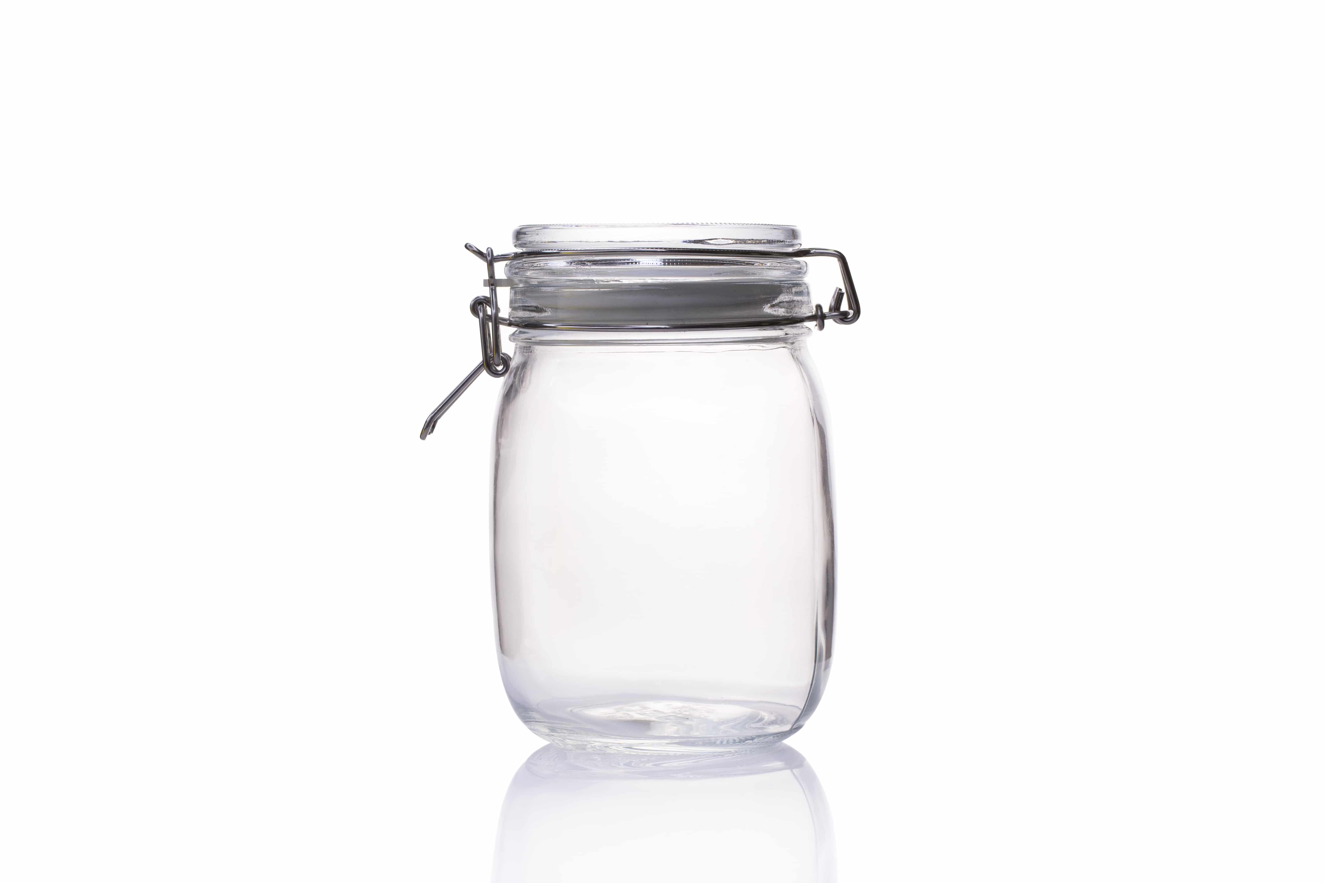 empty canning jar on a white background