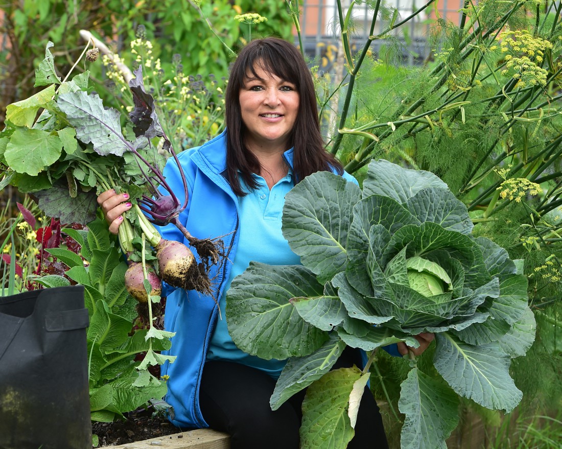 For the Mirror - Cultivation Street competition. Susan Wilson pictured at the Reidvale Street Alotments, Glasgow.