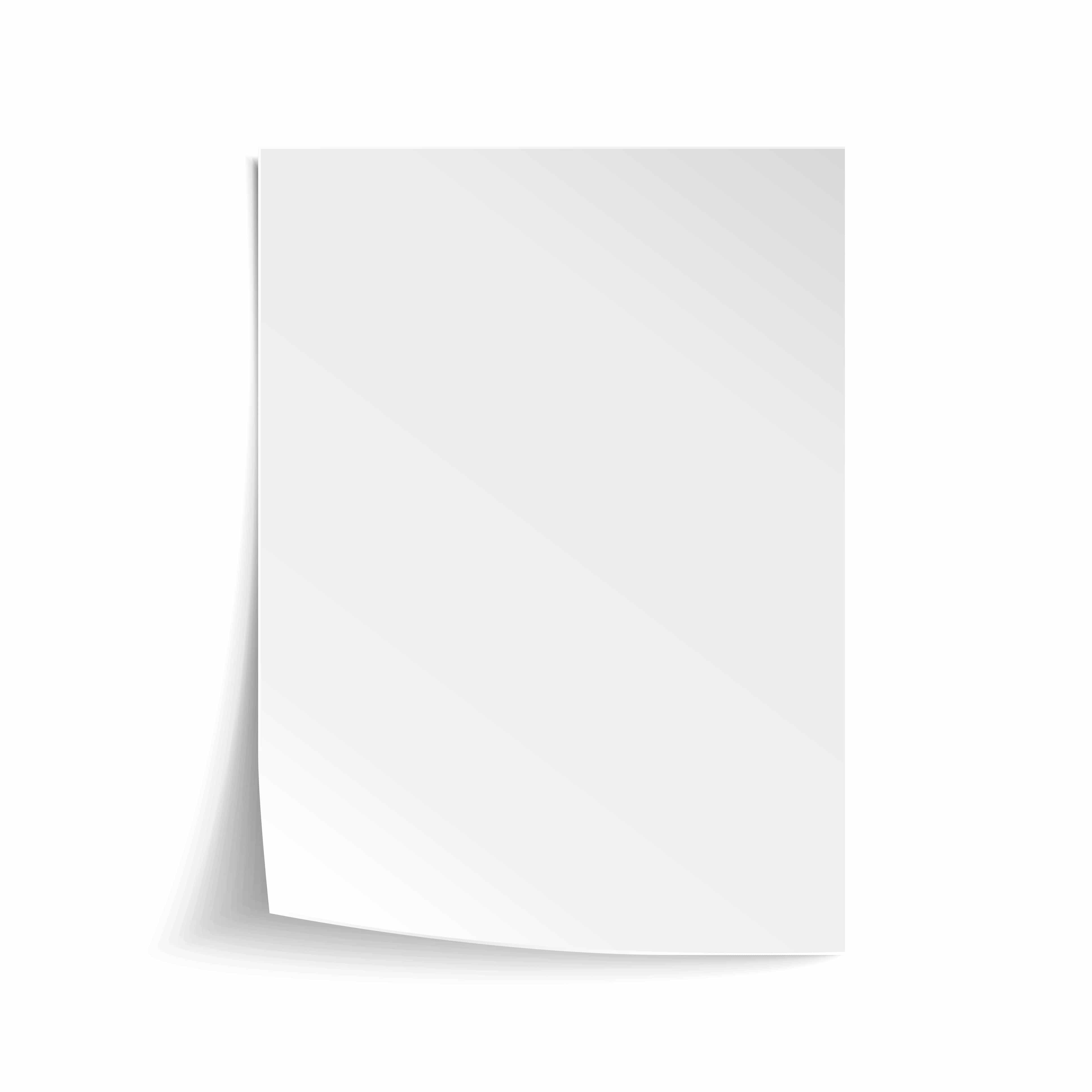 Vector White sheet of paper. Realistic empty paper note template of A4 format with soft shadows isolated on white background