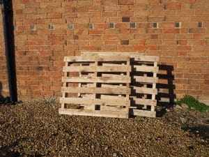 Pallets against a wall 