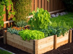 Raised bed full of vegetables