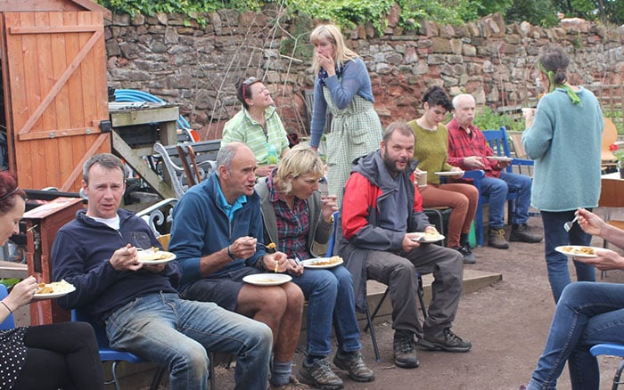 community garden having a bbq together