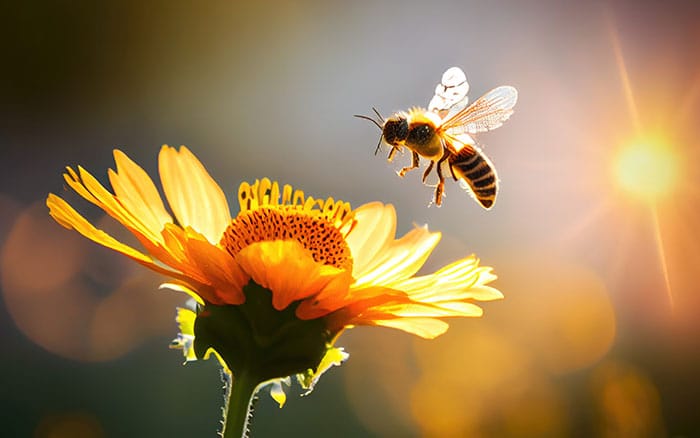 a bee with a yellow flower